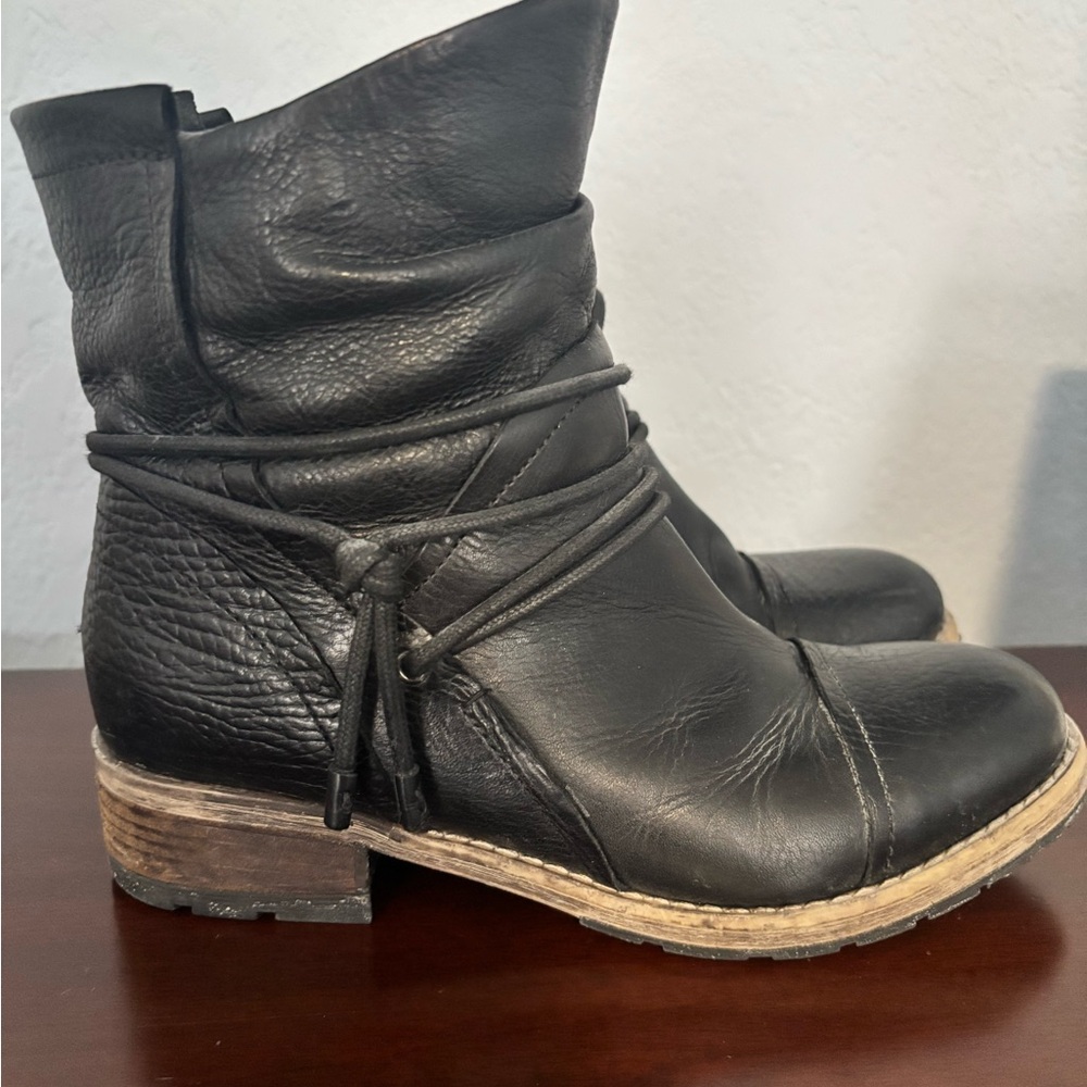 Clarks Black Leather Ankle Booties